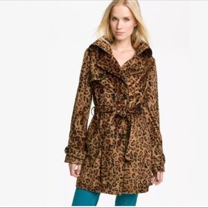 Betsey Johnson Brown Leopard Trench Coat